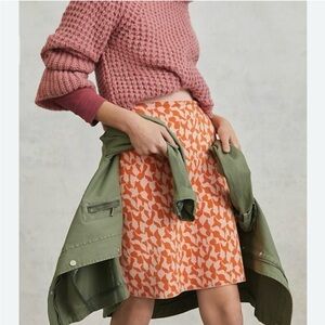 Maeve Orange and Pink Knee-Length Pencil Skirt